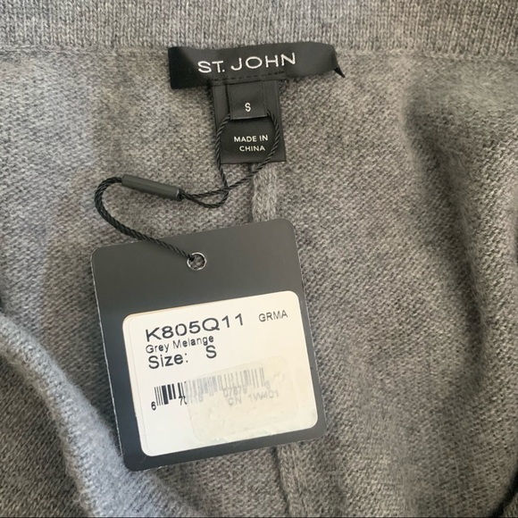 St. John Light Wool-Blend Knit Pants Grey Melange - Picture 7 of 11
